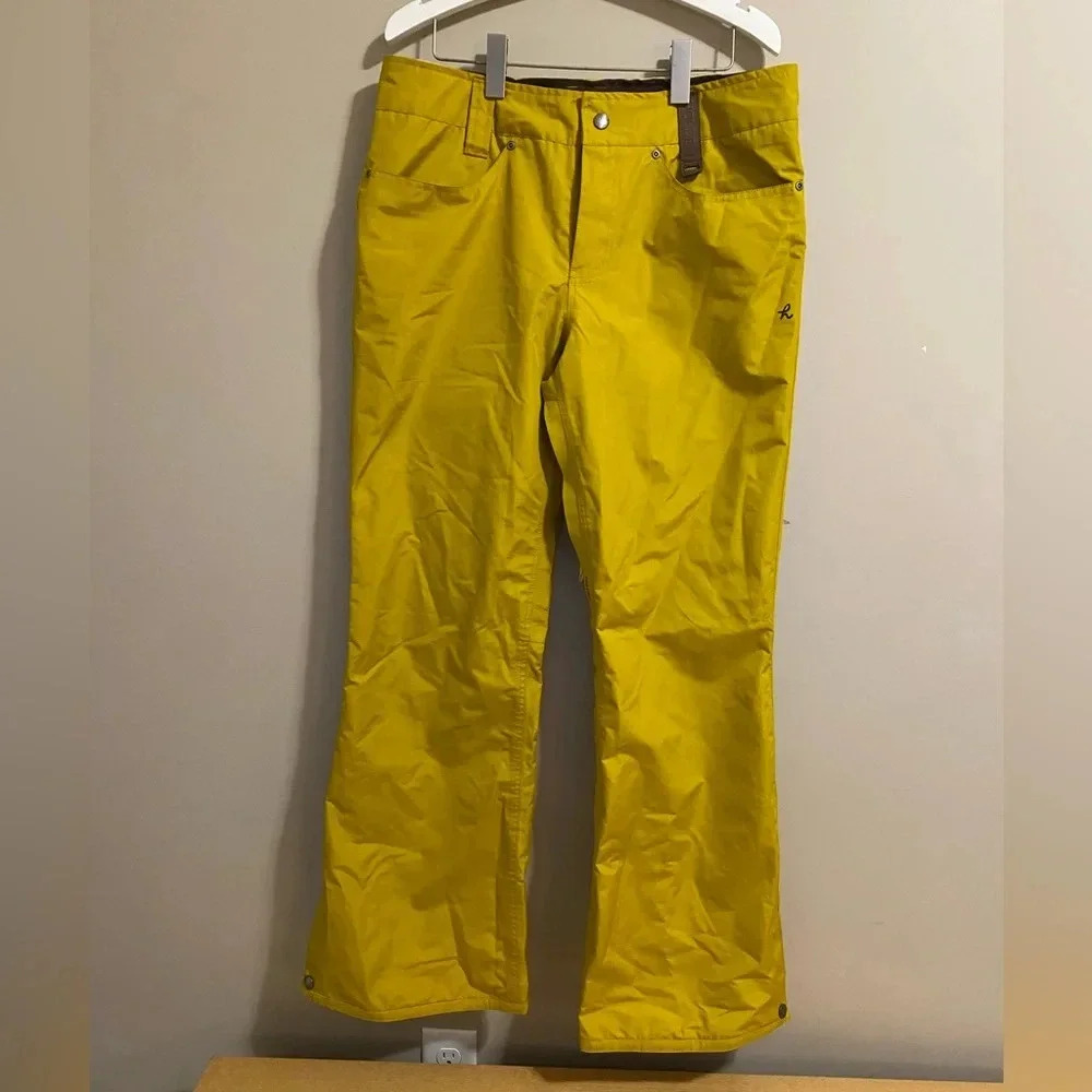 Women’s outdoor waterproof snow pants, mustard, large